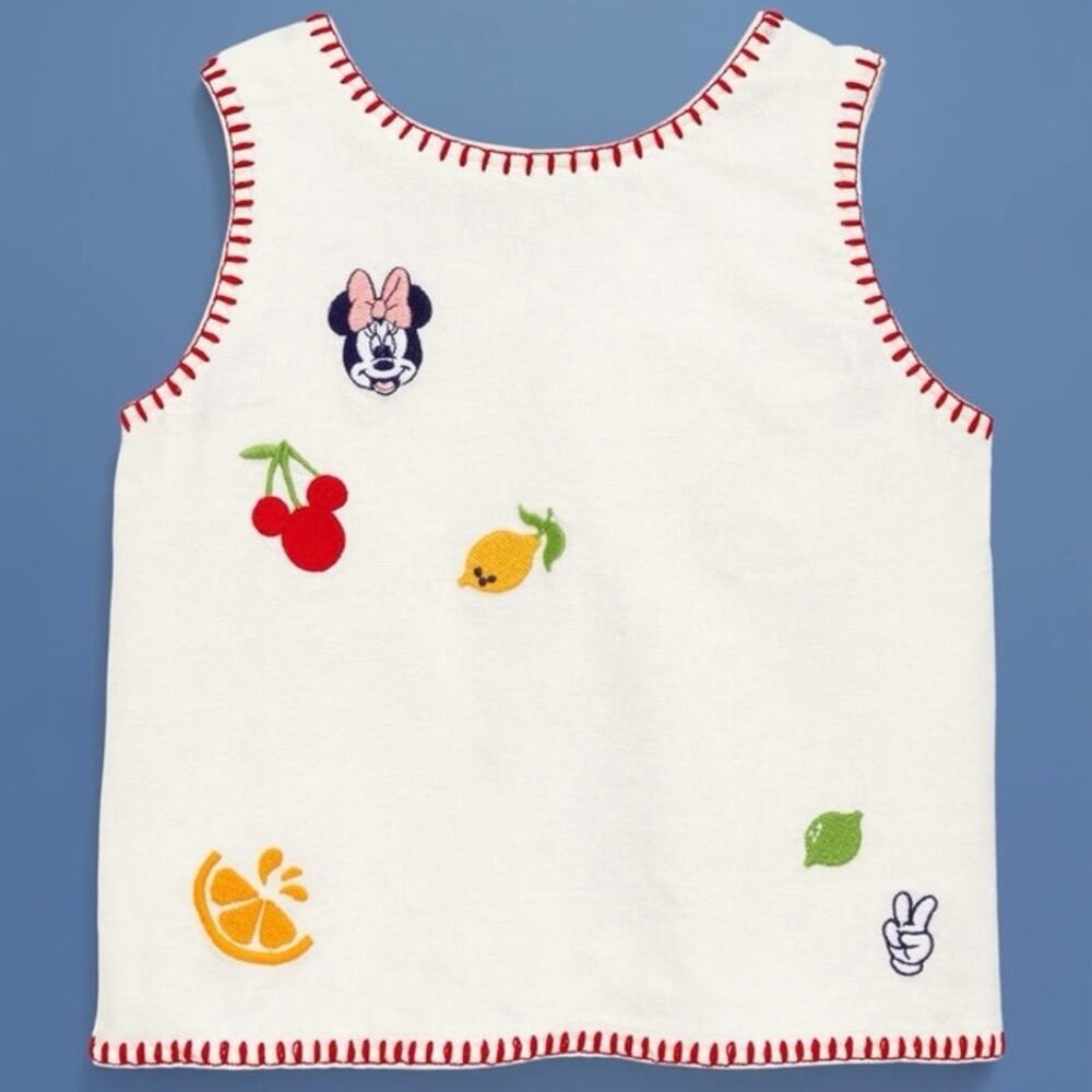 Old Navy x Disney Minnie Mouse Embroidered Fruit Whipstitch Top L 10-12​